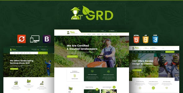 Bootstrap园林草坪设计HTML模板 - GRD源码下载