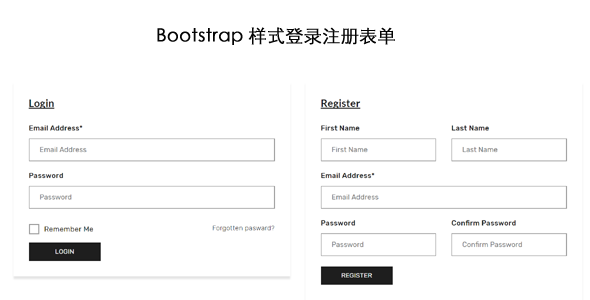 Bootstrap样式登录注册表单界面