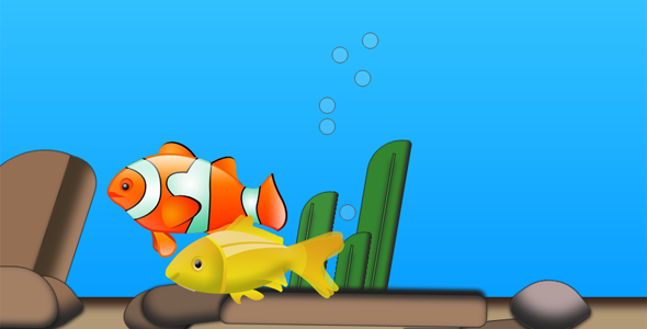 金鱼在水底游动气泡css3动画特效