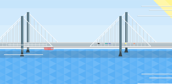 船在桥下行驶svg动画特效