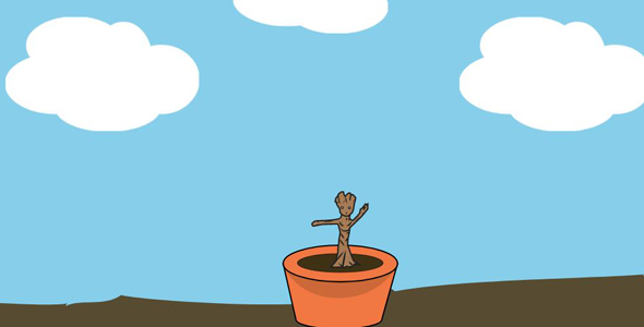 SVG小格鲁特在花盆里跳舞代码