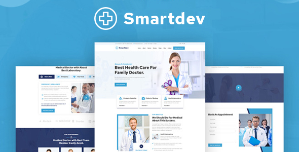 蓝色大气医疗服务HTML5网站模板