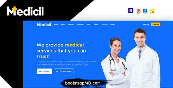 医疗诊所和医院网站bootstrap模板源码下载