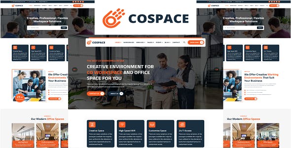 办公室租赁和共享办公空间HTML5模板 - Cospace源码下载