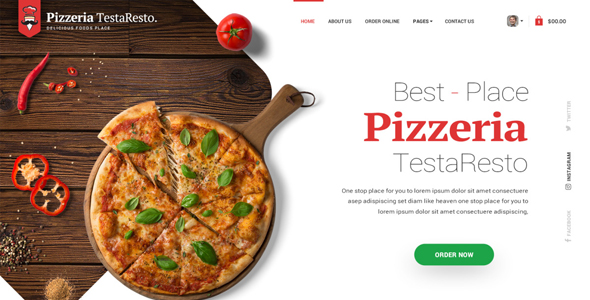 自适用手机端的披萨店网站模板 - Pizzeria源码下载