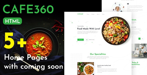 餐厅美食快餐店网站模板 - Cafe360源码下载