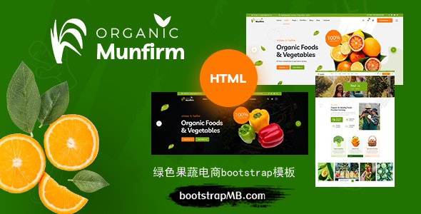 绿色水果蔬菜电商购物网站模板 - Munfirm源码下载