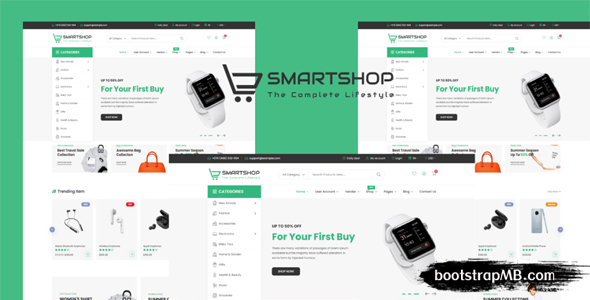 绿色电商WEB模板Bootstrap前端框架 - Smartshop源码下载