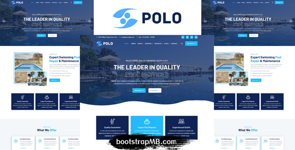 游泳池修建维护业务HTML5模板 - Polo源码下载