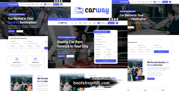 多用途的汽车租赁网站HTML5模板 - Carway源码下载