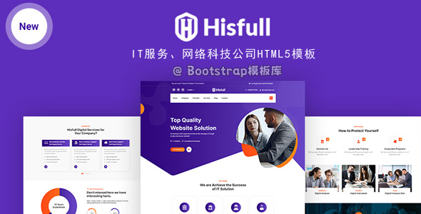 紫色时尚的IT行业公司主页模板 - Hisfull源码下载