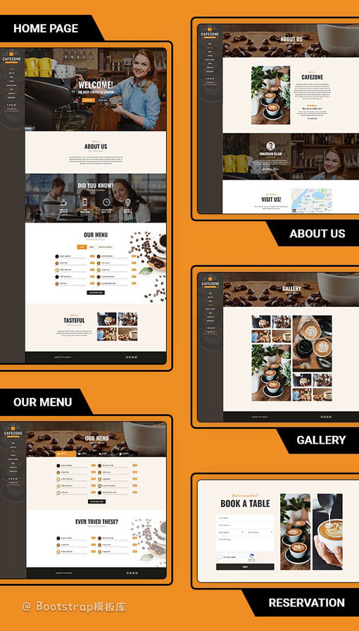 咖啡店餐厅网站Angular模板 - C