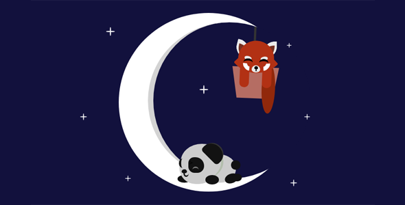 css3狐狸和熊猫宝宝在月亮上睡觉源码下载