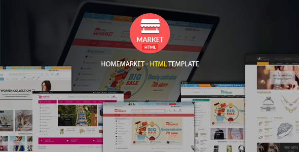时尚扁平响应式电子商务HTML5模板 - HomeMarket源码下载