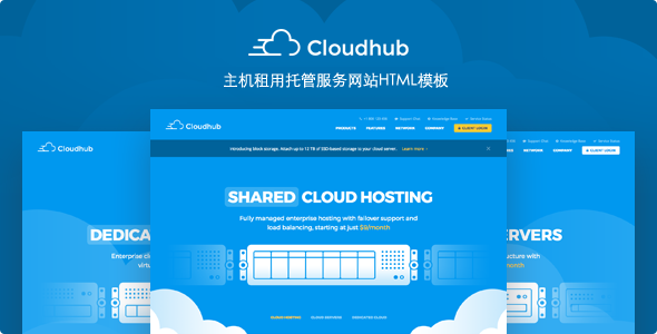 响应式主机租用托管服务HTML模板 - Cloudhub源码下载