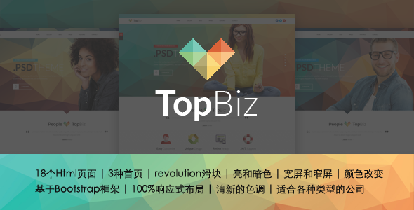 Bootstrap优美的公司网站HTML模板 - TopBiz源码下载