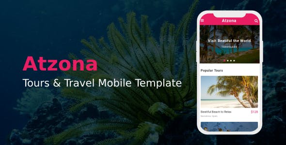 粉色旅游App手机端HTML5模板 - Atzona源码下载