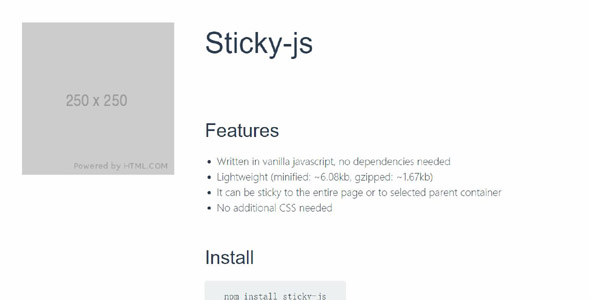 sticky.js固定位置插件源码下载