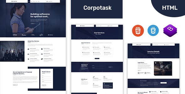简约大气Bootstrap企业网站模板 - Corpotask源码下载