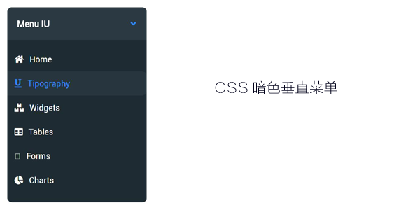 CSS暗色垂直菜单带图标源码下载
