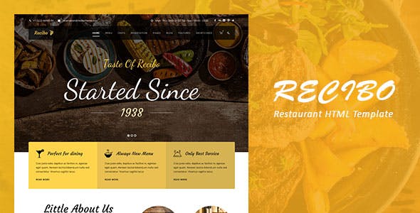 响应式餐饮美食类网站HTML5模板 - Recibais源码下载