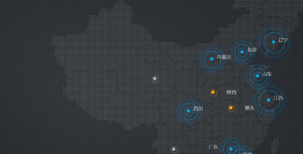 中国地图扩散闪烁css3动画特效