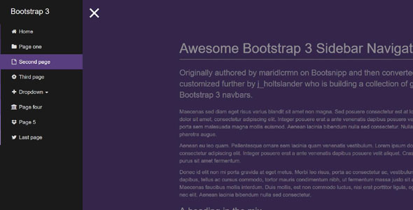 jquery+bootstrap左侧垂直菜单插件