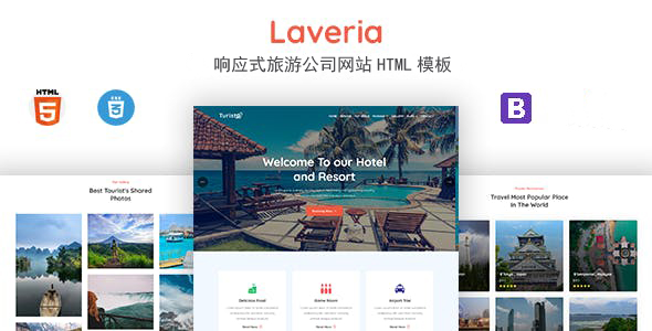 响应式HTML5旅游公司网页模板 - Laveria源码下载