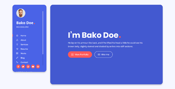 创意个人网站模板HTML5在线简历页面 - Bako源码下载