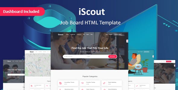 工作招聘信息门户网站HTML5模板 - iScout源码下载