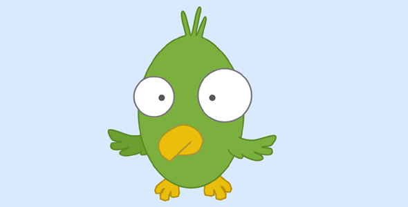 SVG卡通胖鸟煽动翅膀动画代码源码下载
