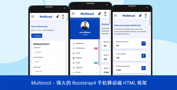 完整的bootstrap4手机移动端html模板 - Multinod源码下载