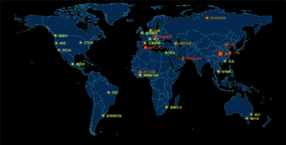 echarts世界地图闪烁点