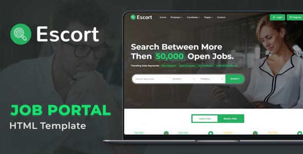 绿色招聘工作门户网站HTML模板 - Escort源码下载