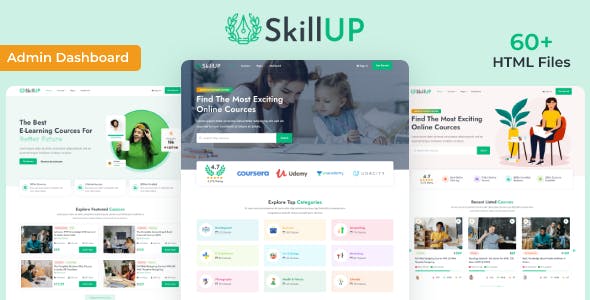 在线学习平台付费课程HTML5模板 - SkillUp源码下载