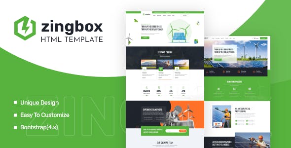 绿色环保清洁能源企业网站bootstrap模板 - Zingbox源码下载