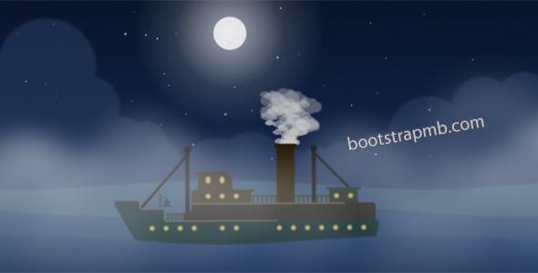 HTML5夜晚海上轮船动画特效代码