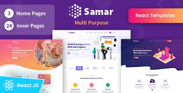 时尚的互联网数字企业网站React模板 - Samar源码下载