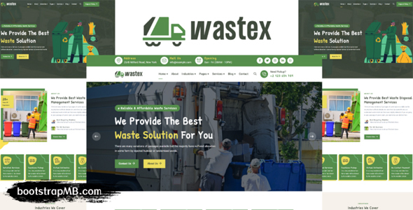 绿色废物收集服务HTML5模板