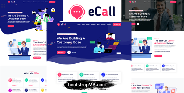 呼叫中心电话营销业务网站模板 - eCall源码下载
