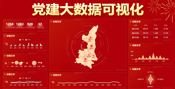 红色大数据可视化页面HTML模板