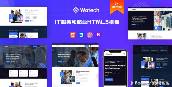 IT服务和商业公司网站Bootstrap模板 - Wotech源码下载