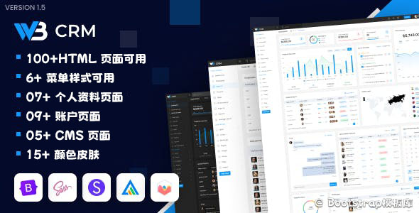 Bootstrap Admin后台管理系统模板 - W3CRM源码下载