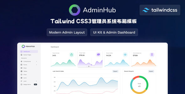 Tailwind CSS3管理员系统布局模板