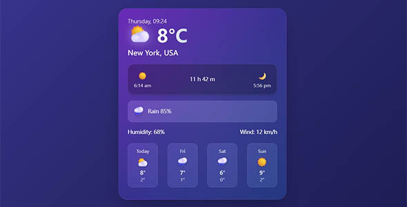 3d卡片样式的天气预报