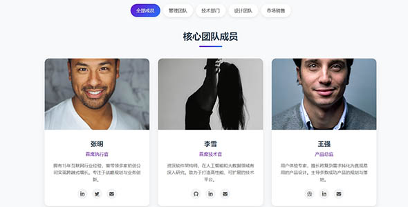 公司成员介绍页面设计html模板
